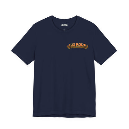 BIG ROD'S Rifles & Hunting Lodge | HOT Camo and Loud Bangs - T-Shirt (Dark Colors)