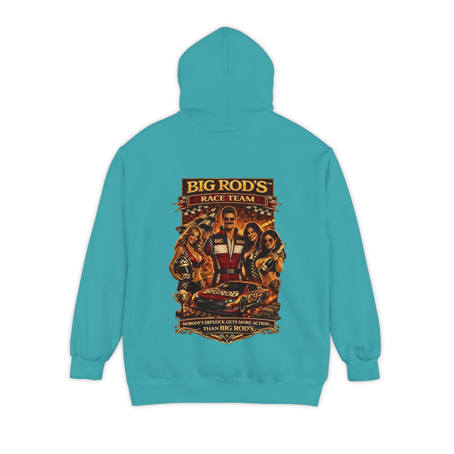 BIG ROD'S Race Team | HOT Pit Crew & Dipstick Getting Action - Hoodie (Dark Colors)