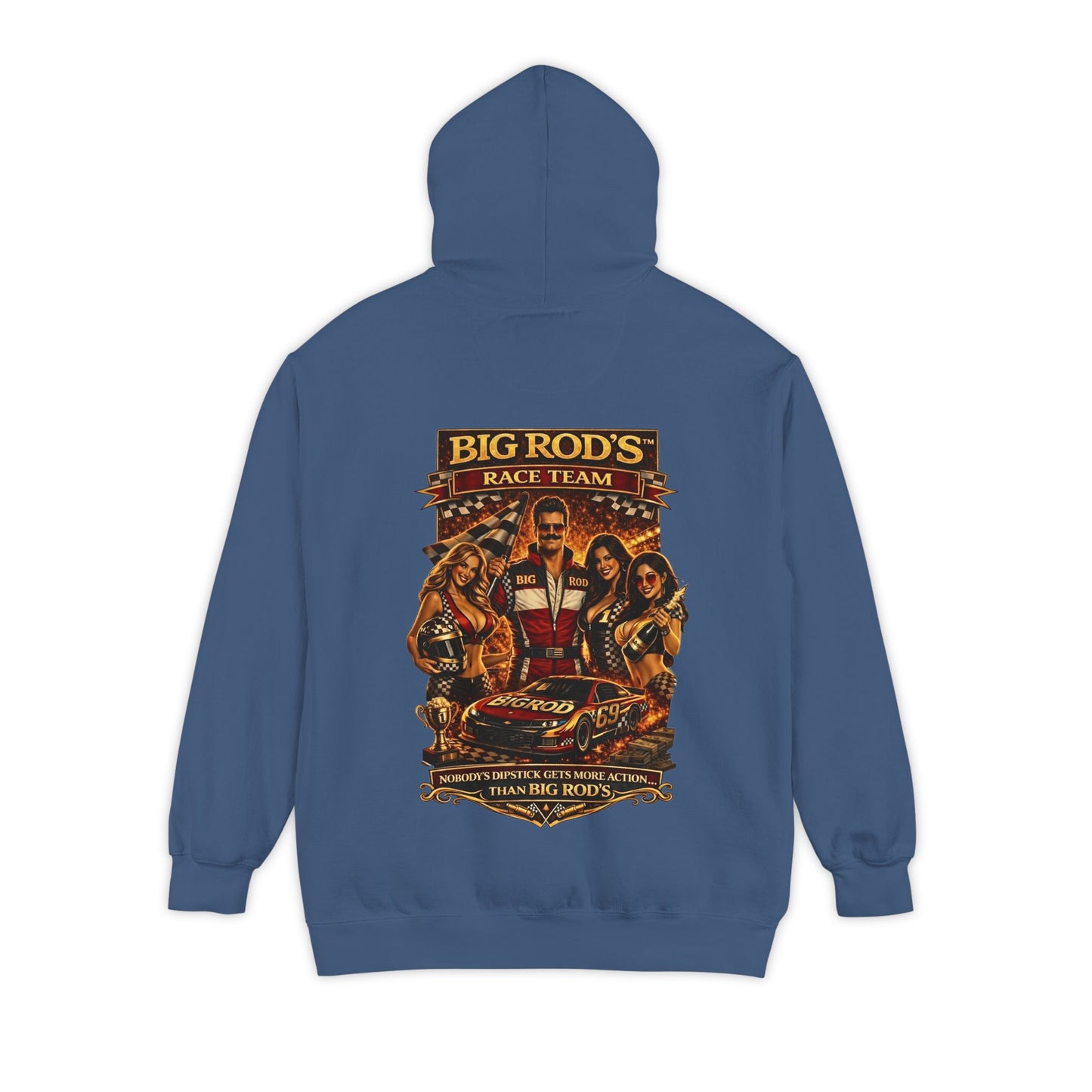 BIG ROD'S Race Team | HOT Pit Crew & Dipstick Getting Action - Hoodie (Dark Colors)