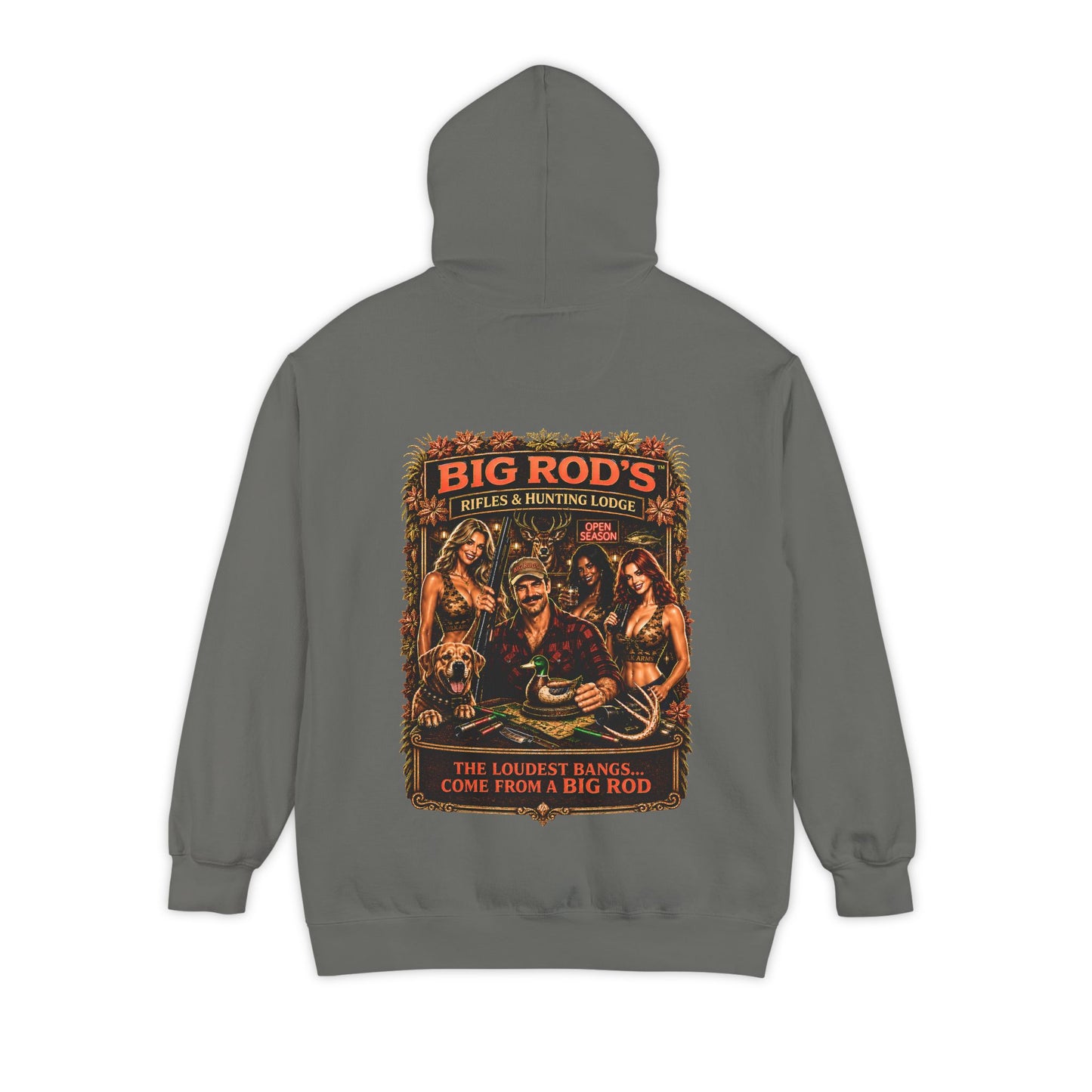 BIG ROD'S Rifles & Hunting Lodge | THE LOUDEST BANGS... COME FROM A BIG ROD - Hoodie (Dark Colors)