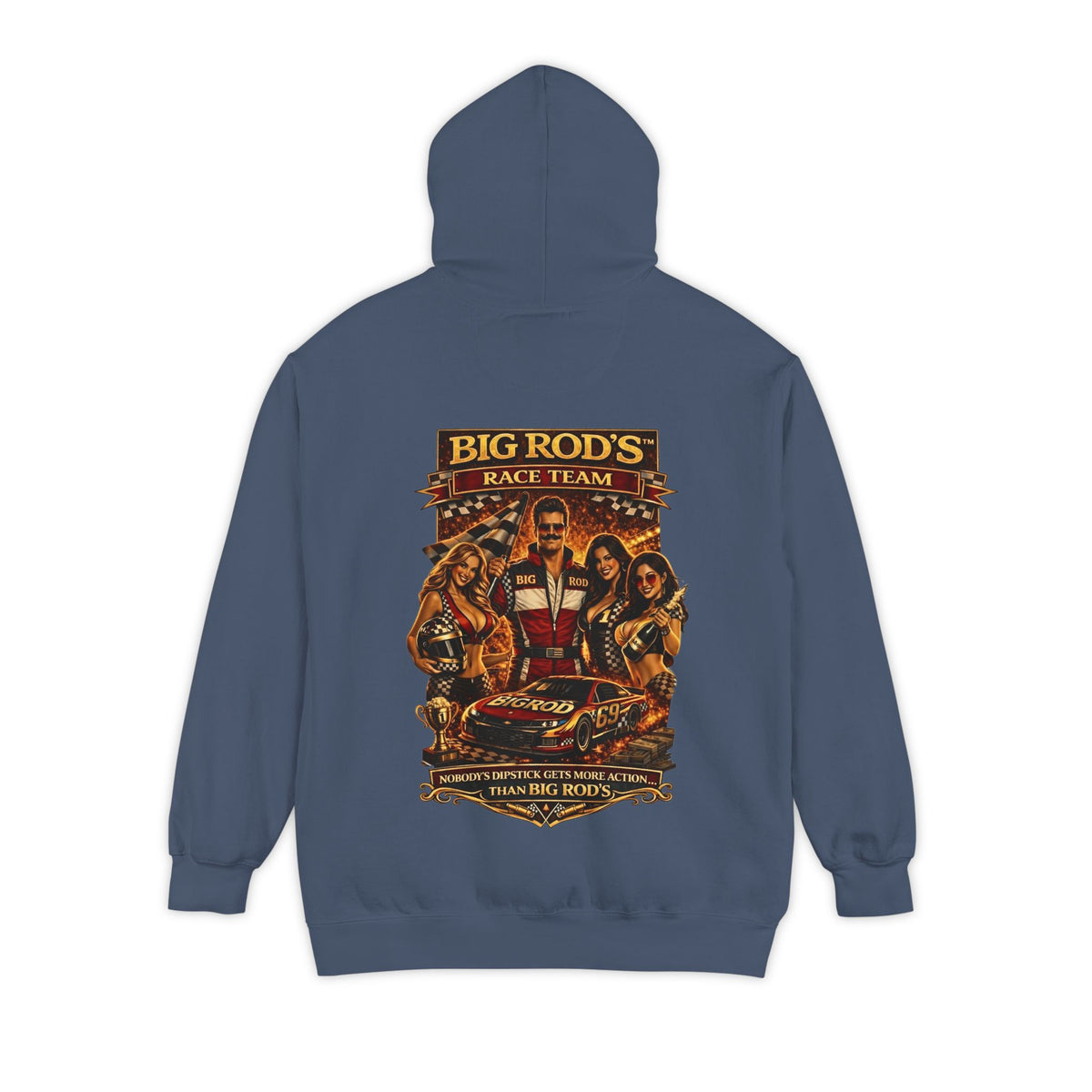 BIG ROD'S Race Team | HOT Pit Crew & Dipstick Getting Action - Hoodie (Dark Colors)