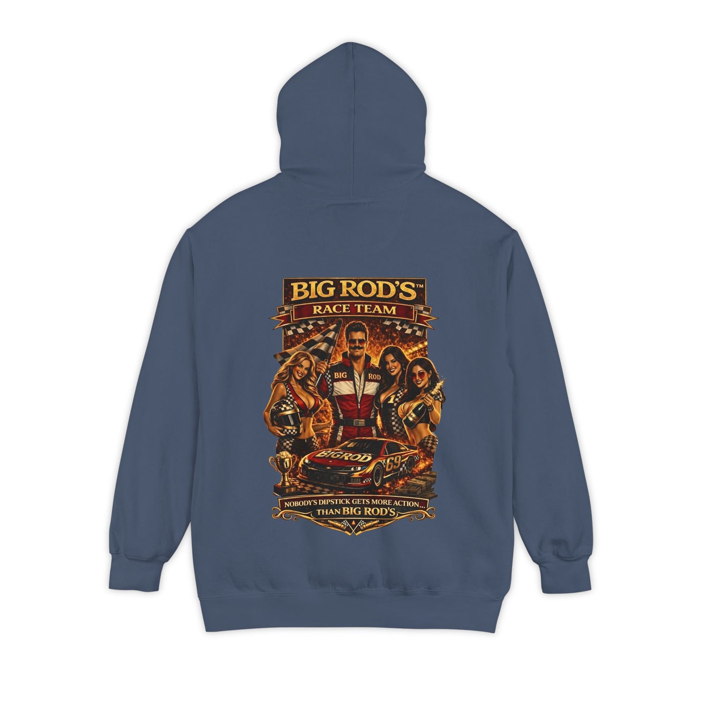 BIG ROD'S Race Team | HOT Pit Crew & Dipstick Getting Action - Hoodie (Dark Colors)