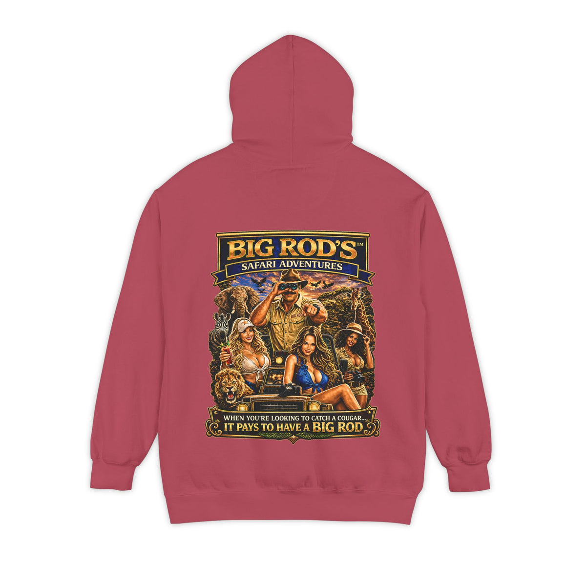 BIG ROD'S Safari Adventures | WHEN YOU'RE LOOKING TO CATCH A COUGAR... IT PAYS TO HAVE A BIG ROD - Hoodie (Dark Colors)