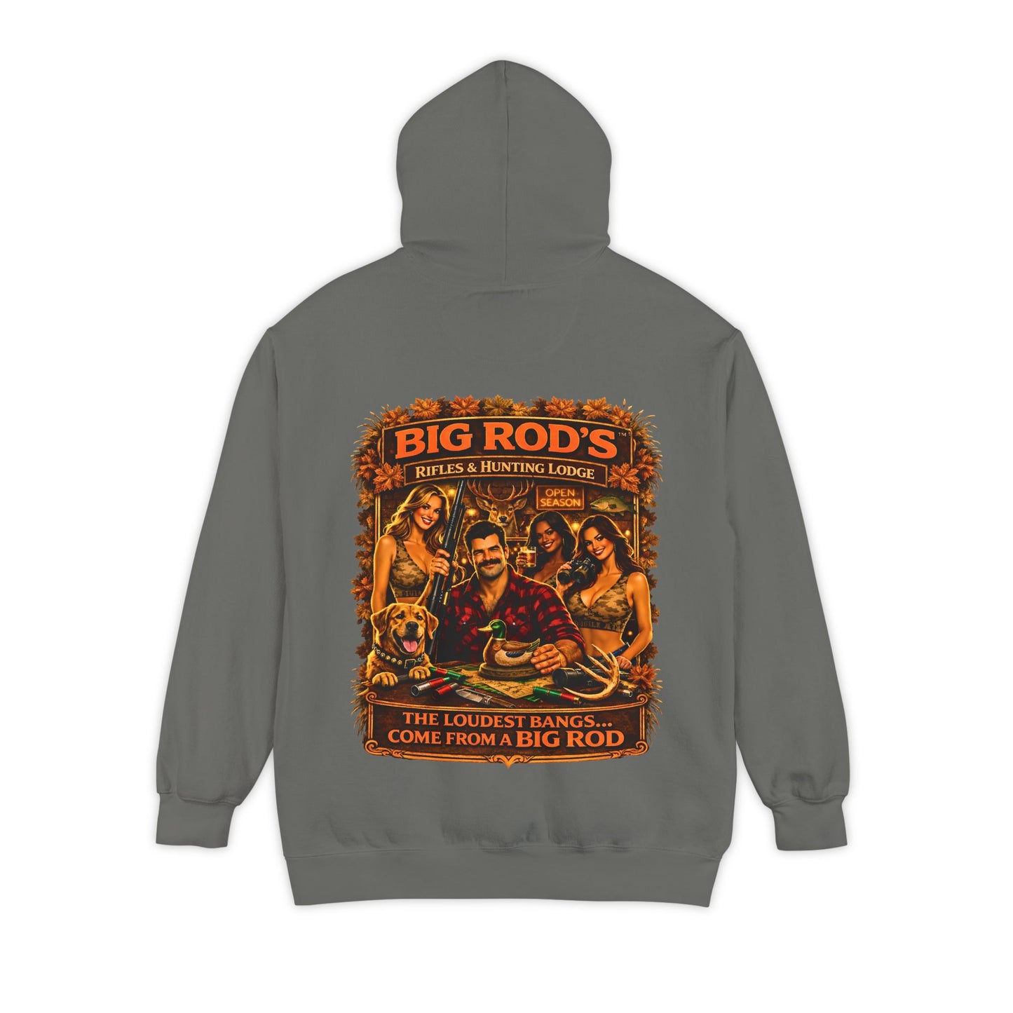 BIG ROD'S Rifles & Hunting Lodge | HOT Camo and Loud Bangs - Hoodie (Dark Colors)