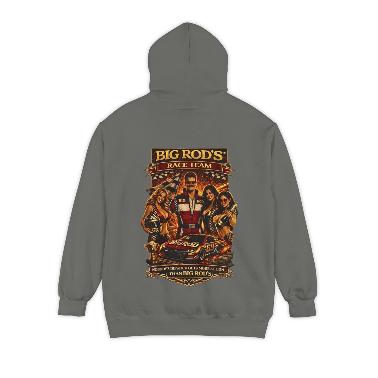 BIG ROD'S Race Team | HOT Pit Crew & Dipstick Getting Action - Hoodie (Dark Colors)