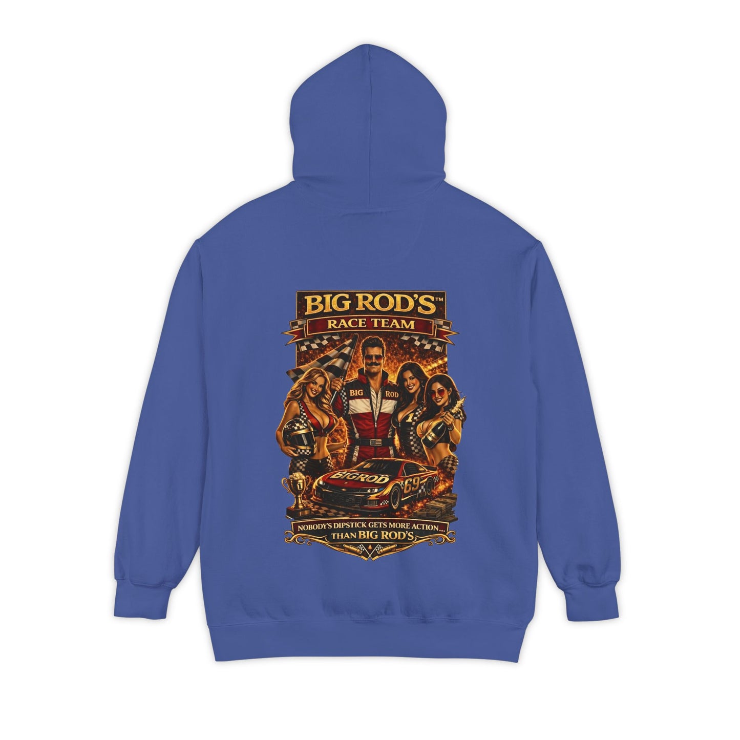 BIG ROD'S Race Team | HOT Pit Crew & Dipstick Getting Action - Hoodie (Dark Colors)