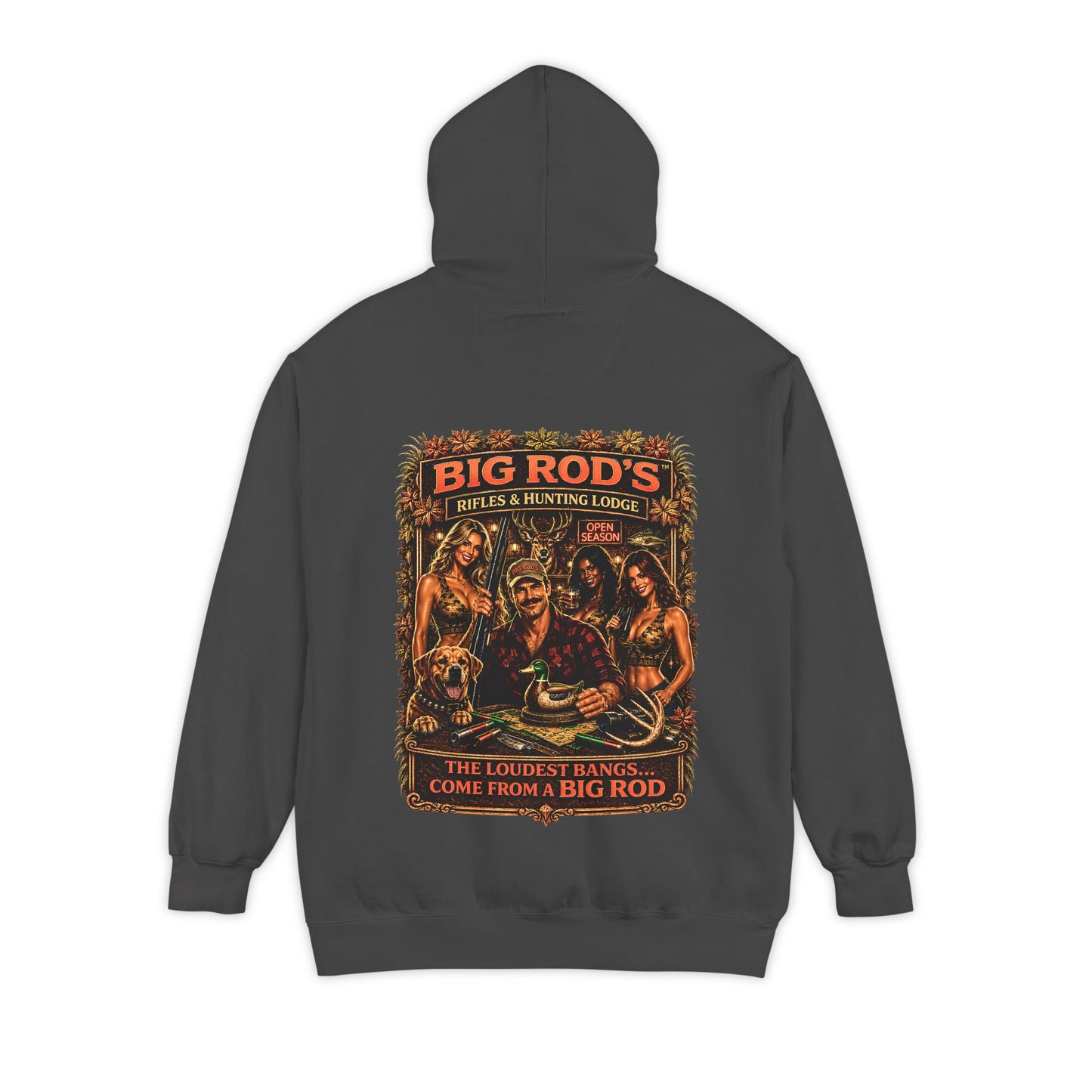 BIG ROD'S Rifles & Hunting Lodge | THE LOUDEST BANGS... COME FROM A BIG ROD - Hoodie (Dark Colors)